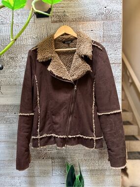 Original by Nicole Miller | Y2K Faux Suede Shearling Trim Jacket - Women's M/L